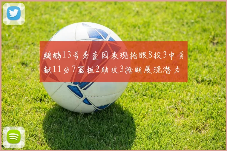 鹈鹕13号秀奎因表现抢眼8投3中贡献11分7篮板2助攻3抢断展现潜力